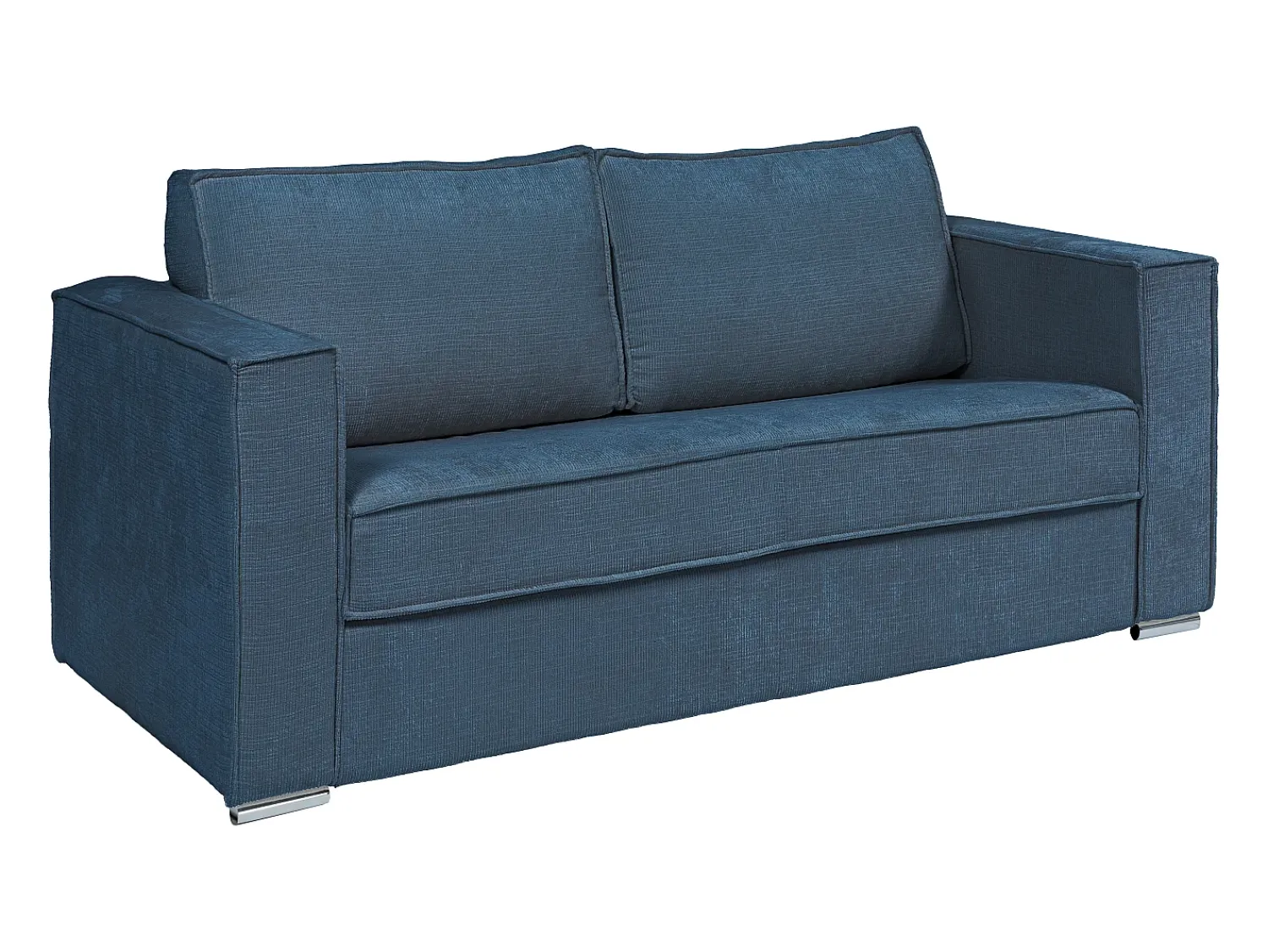 Sofá|Vente-unique Sofá 4 lugares convertível abert. rápida tecido chenille bege 160cm colchão 18cm LORETO Azul