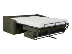 Sofá*Vente-unique Sofá 3 lugares convertível abertura rápida tecido texturizado verde 140 cm Colchão 18 cm DARIELO Caqui