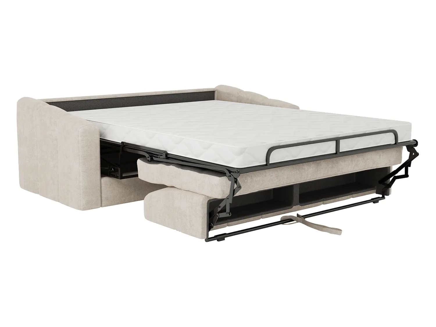 Sofá*Vente-unique Sofá 4 lugares convertível abertura rápida tecido ripas largas 160 cm Colchão 14 cm DARIELO Bege