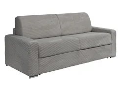 Vente-unique Sofá 4 lugares convertível abertura rápida veludo canelado cinza-claro 160cm e 18cm CALITO^ Sofá