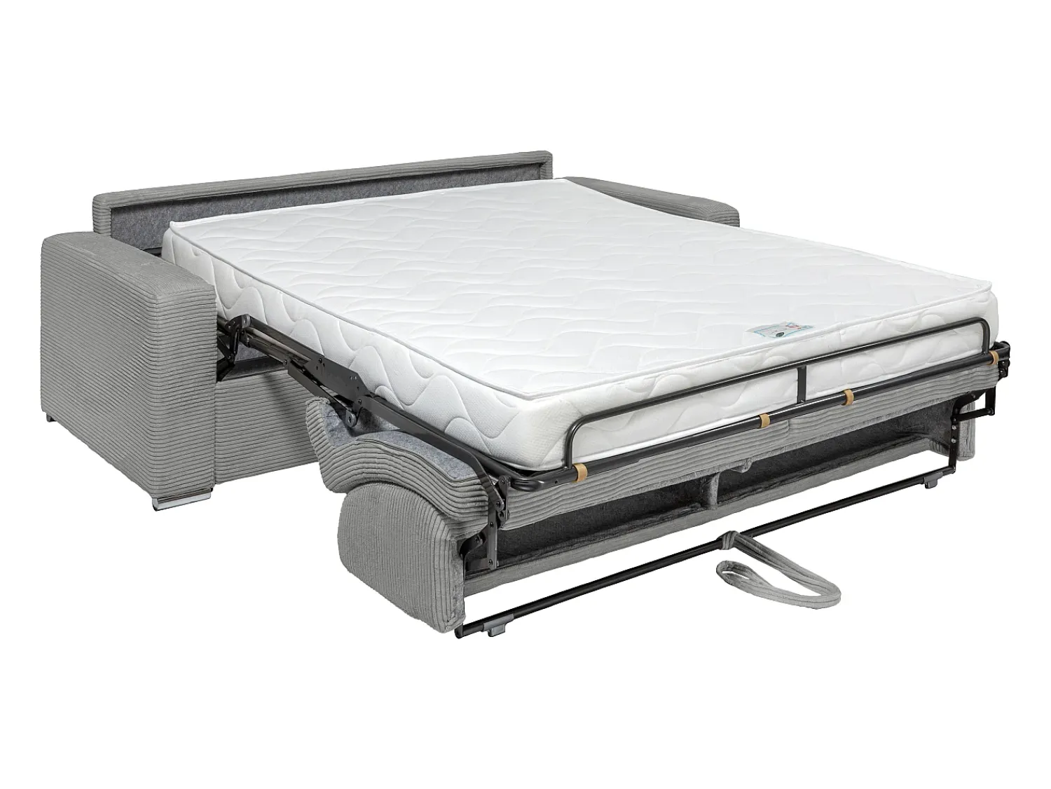 Vente-unique Sofá 4 lugares convertível abertura rápida veludo canelado cinza-claro 160cm e 18cm CALITO^ Sofá