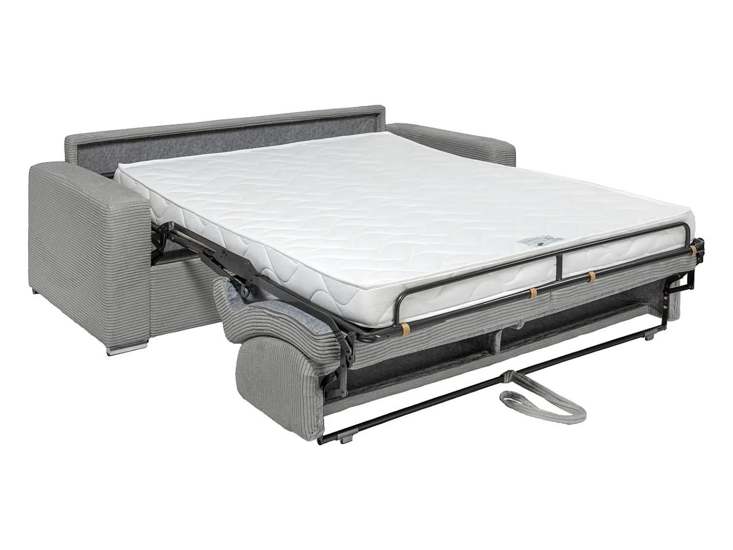 Sofá*Vente-unique Sofá 4 lugares convertível abertura rápida veludo canelado cinza-claro 160cm e 14cm CALITO Cinzento claro