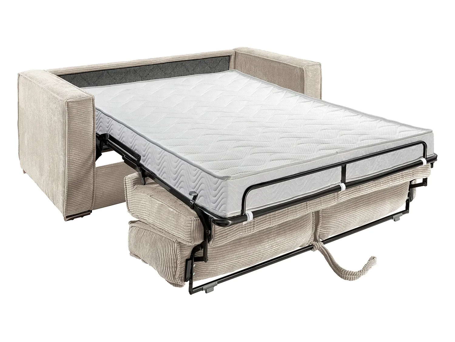 Sofá*Vente-unique Sofá 4 lugares convertível abertura rápida veludo canelado cinza-claro ripas largas 14 cm Cinzento claro