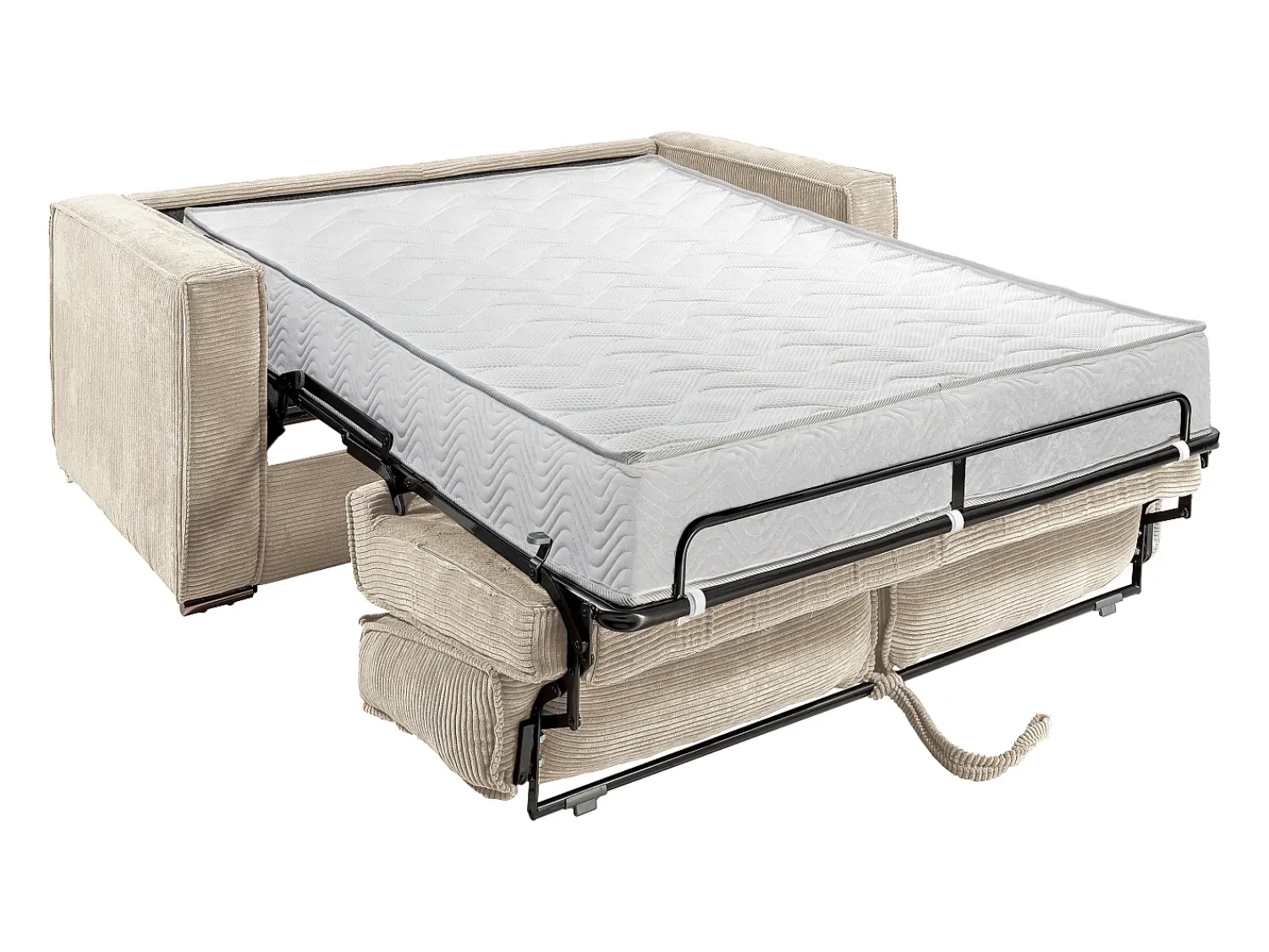 Vente-unique Sofá 4 lugares convertível abertura rápida veludo canelado cor-de- 160cm e 22cm LORETO^ Sofá