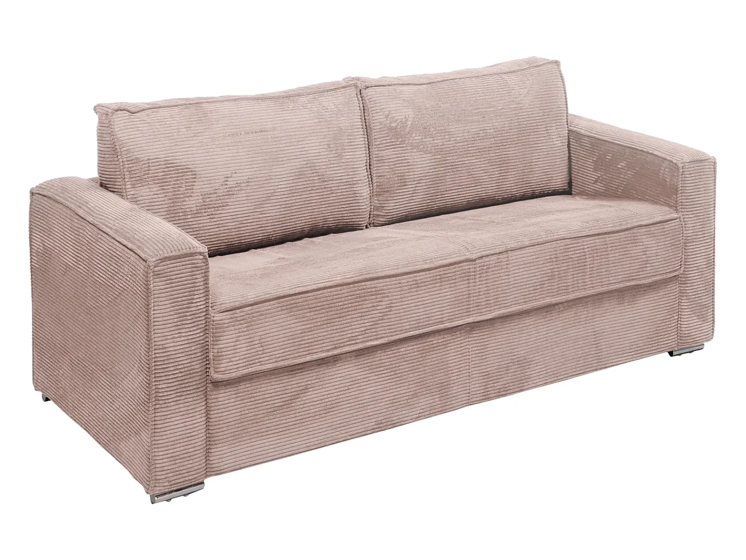 Vente-unique Sofá 4 lugares convertível abertura rápida veludo canelado cor-de- 160cm e 22cm LORETO^ Sofá