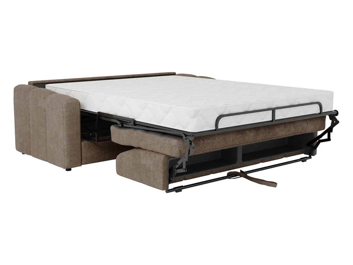 Sofá|Vente-unique Sofá 3 lugares convertível abertura rápida tecido ripas largas 140 cm Colchão 22 cm DARIELO Taupe