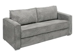 Discount Vente-unique Sofá 4 lugares convertível abertura rápida veludo canelado cinza-claro ripas largas 18 cm Cinzento claro