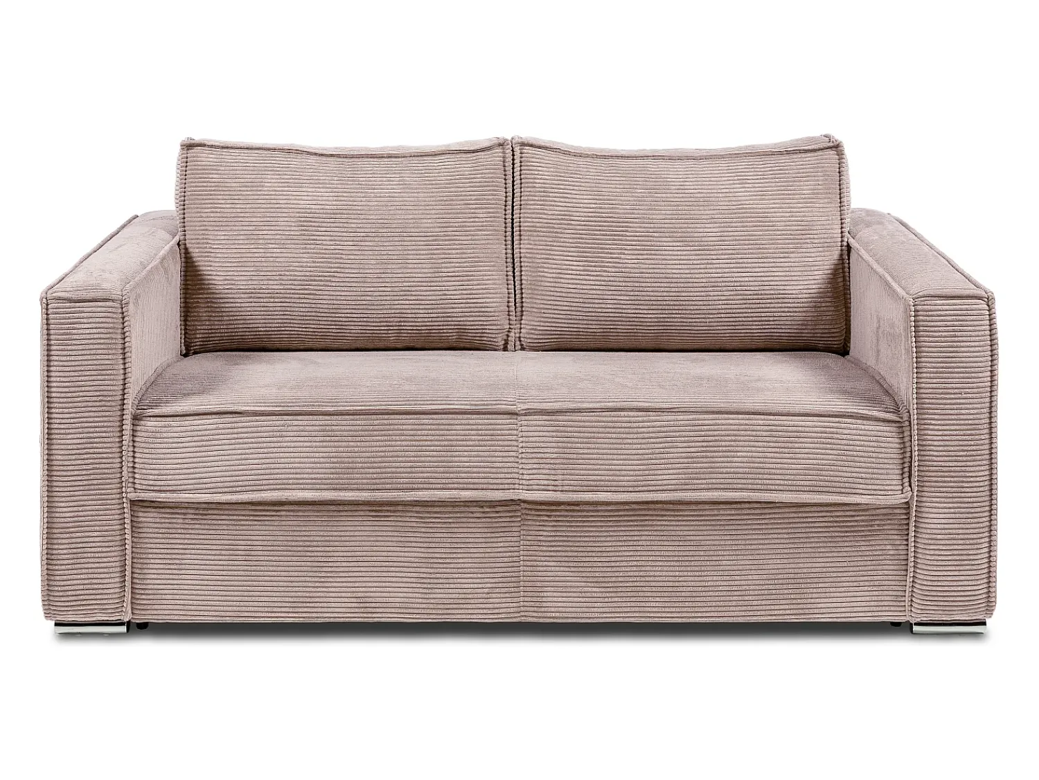Outlet Vente-unique Sofá 3 lugares convertível abertura rápida veludo canelado cor-de- 140cm e 22cm LORETO Rosa