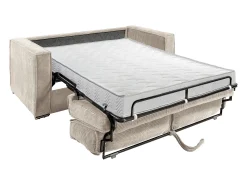 Sofá*Vente-unique Sofá 3 lugares convertível abertura rápida veludo canelado cinza-claro 140cm e 14cm LORETO Cinzento claro