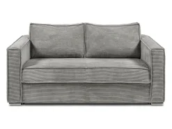 Sofá*Vente-unique Sofá 3 lugares convertível abertura rápida veludo canelado cinza-claro 140cm e 14cm LORETO Cinzento claro