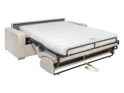 Sofá|Vente-unique Sofá 3 lugares convertível abertura rápida veludo canelado 140 cm e 18 cm CALITO Bege