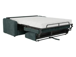Vente-unique Sofá 4 lugares convertível abertura rápida tecido texturizado azul pato 160 cm Colchão 22 cm DARIELO^ Sofá