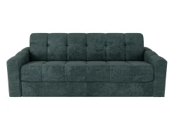 Vente-unique Sofá 4 lugares convertível abertura rápida tecido texturizado azul pato 160 cm Colchão 22 cm DARIELO^ Sofá