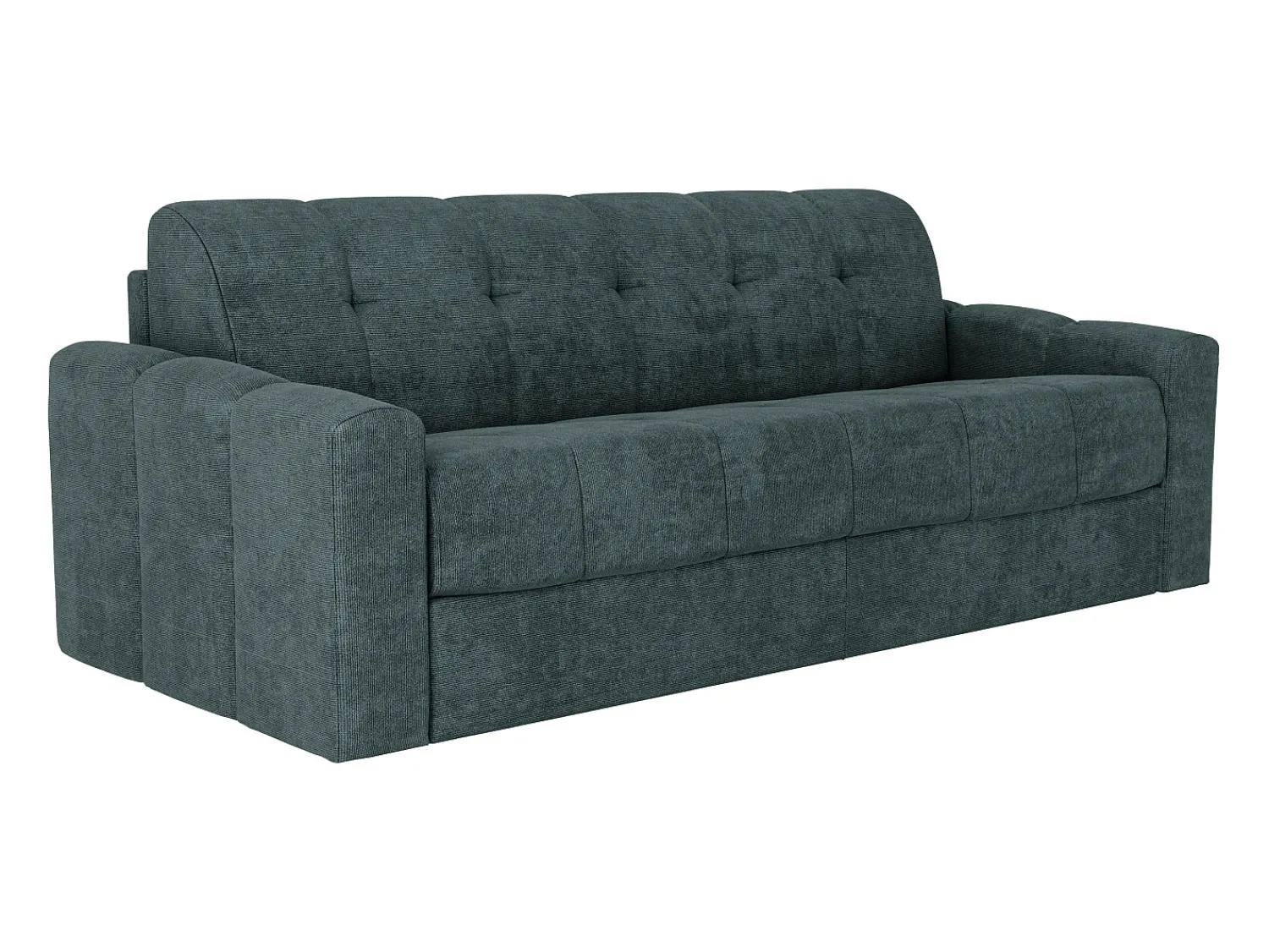 Vente-unique Sofá 4 lugares convertível abertura rápida tecido texturizado azul pato 160 cm Colchão 22 cm DARIELO^ Sofá