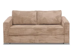 Sofá*Vente-unique Sofá 3 lugares convertível abertura rápida veludo canelado 140cm e 14cm LORETO Taupe