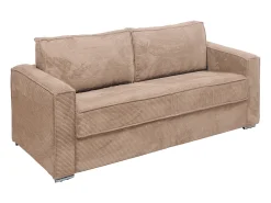 Sofá*Vente-unique Sofá 4 lugares convertível abertura rápida veludo canelado 160cm e 22cm LORETO Taupe