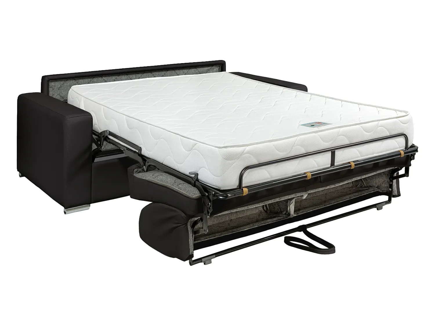 Sofá*Vente-unique Sofá 3 lugares convertível abertura rápida pele preta cama 140 cm e colchão 22 cm CALITO Preto