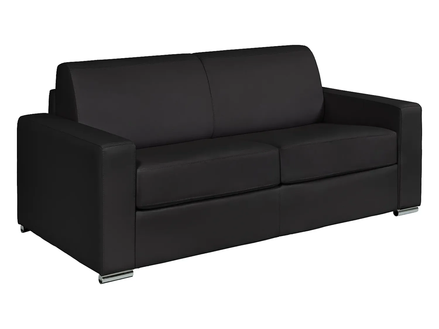 Sofá*Vente-unique Sofá 3 lugares convertível abertura rápida pele preta cama 140 cm e colchão 22 cm CALITO Preto