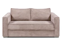 Sofá*Vente-unique Sofá 3 lugares convertível abertura rápida veludo canelado cor-de- 140cm e 18cm LORETO Rosa