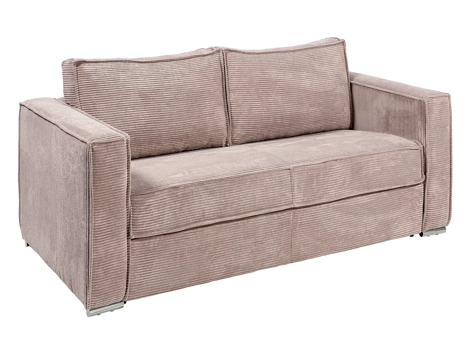 Sofá*Vente-unique Sofá 3 lugares convertível abertura rápida veludo canelado cor-de- 140cm e 18cm LORETO Rosa