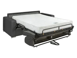 Sofá|Vente-unique Sofá 3 lugares convertível abertura rápida pele cinza cama 140 cm e colchão 18 cm CALITO Cinzento