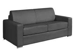 Sofá|Vente-unique Sofá 3 lugares convertível abertura rápida pele cinza cama 140 cm e colchão 18 cm CALITO Cinzento