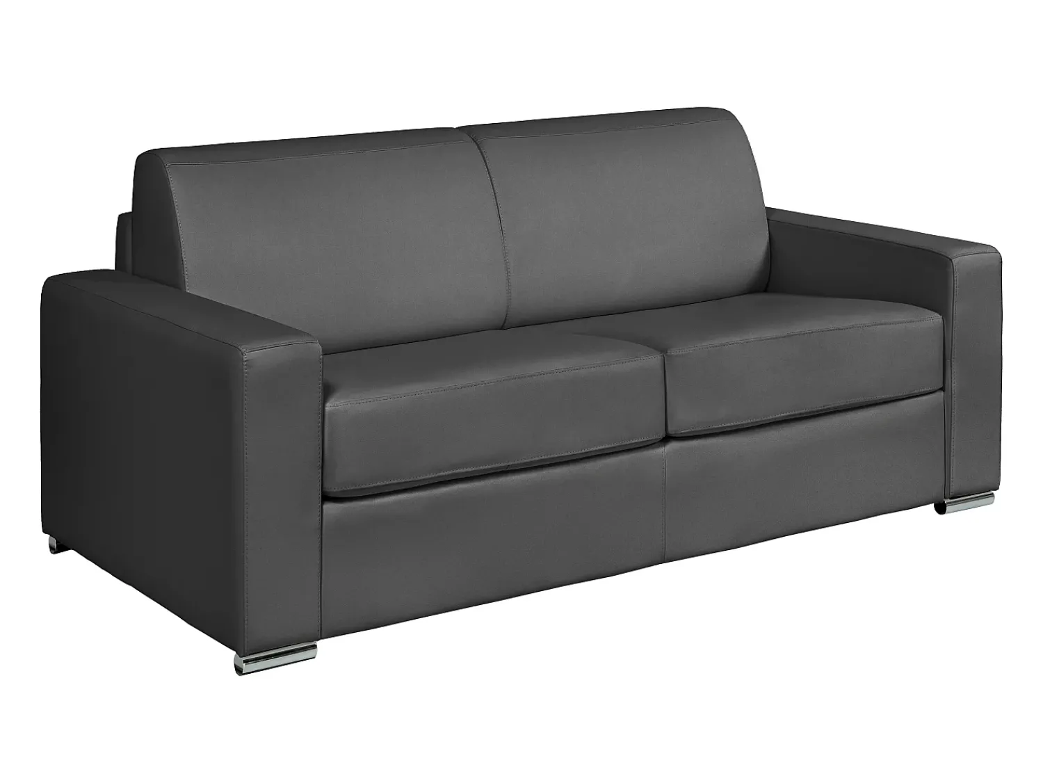 Sofá|Vente-unique Sofá 3 lugares convertível abertura rápida pele cinza cama 140 cm e colchão 18 cm CALITO Cinzento