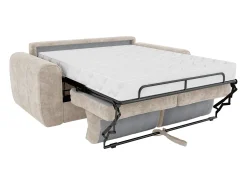 Sofá*Vente-unique Sofá 3 lugares convertível abertura rápida tecido , cama 140 cm e colchão 22 cm BOLIPO Bege