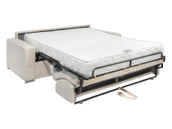 Vente-unique Sofá 3 lugares convertível abertura rápida veludo canelado 140 cm e 22 cm CALITO Bege