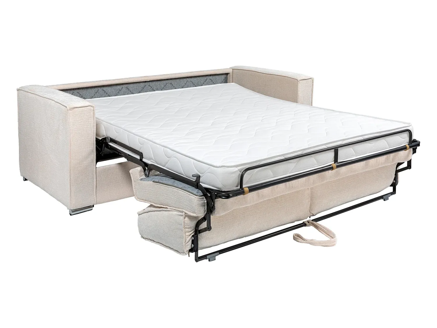 Clearance Vente-unique Sofá 4 lugares convertível abert. rápida tecido chenille bege 160cm colchão 14cm LORETO Taupe