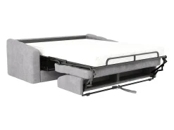 Sale Vente-unique Sofá 4 lugares convertível abertura rápida tecido ripas largas 160 cm - 18 cm DARIELO Cinzento claro