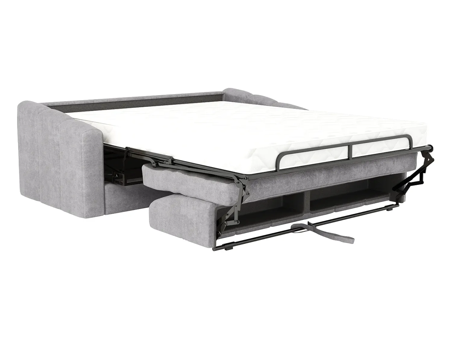 Sale Vente-unique Sofá 4 lugares convertível abertura rápida tecido ripas largas 160 cm - 18 cm DARIELO Cinzento claro