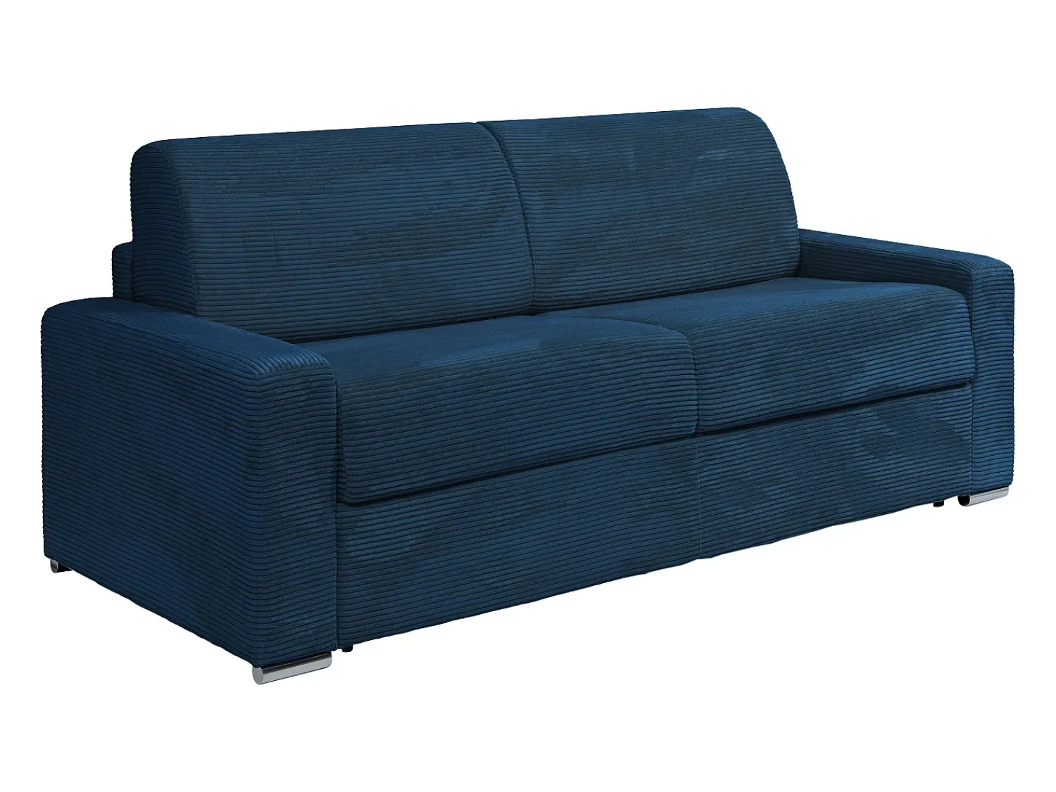 Sofá*Vente-unique Sofá 4 lugares convertível abertura rápida veludo canelado 160 cm e 22 cm CALITO Azul