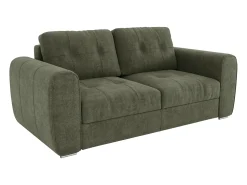 Vente-unique Sofá 3 lugares convertível abertura rápida tecido , cama 140cm e colchão 22cm BOLIPO Verde