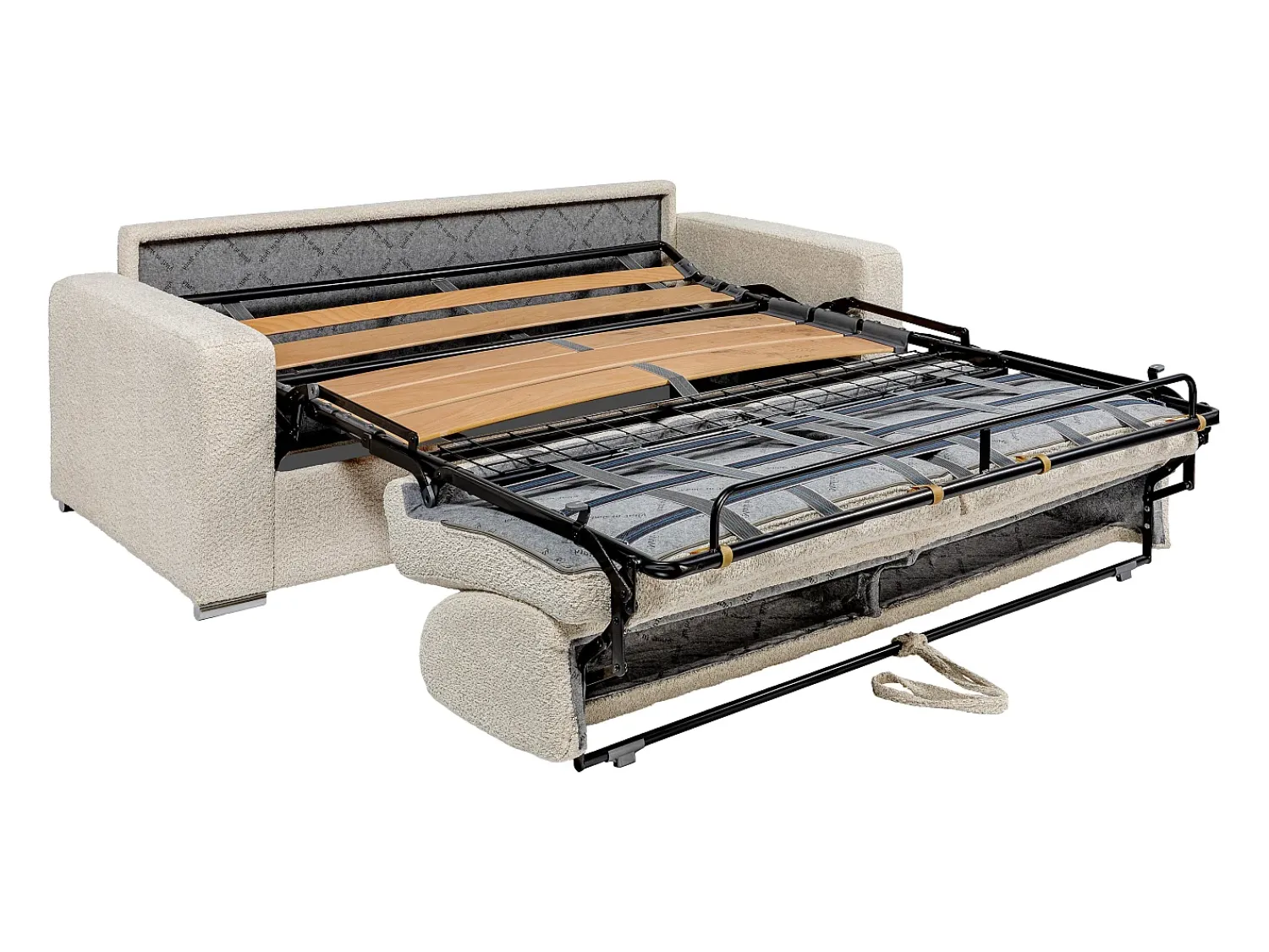 Sofá|Vente-unique Sofá 3 lugares convertível abertura rápida tecido bouclé 140 cm e 14 cm CALITO Bege
