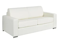 Sofá|Vente-unique Sofá 3 lugares convertível abertura rápida pele branca cama 140 cm e colchão 22 cm CALITO Branco