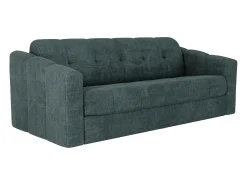 Sofá*Vente-unique Sofá 3 lugares convertível abertura rápida tecido bege ripas largas 140 cm Colchão 14 cm DARIELO Azul esverdeado