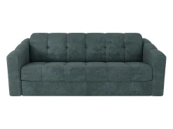 Sofá*Vente-unique Sofá 3 lugares convertível abertura rápida tecido bege ripas largas 140 cm Colchão 14 cm DARIELO Azul esverdeado