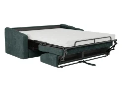 Sofá*Vente-unique Sofá 3 lugares convertível abertura rápida tecido bege ripas largas 140 cm Colchão 14 cm DARIELO Azul esverdeado