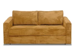 Discount Vente-unique Sofá 4 lugares convertível abertura rápida veludo canelado 160 cm e 22 cm Amarelo mostarda