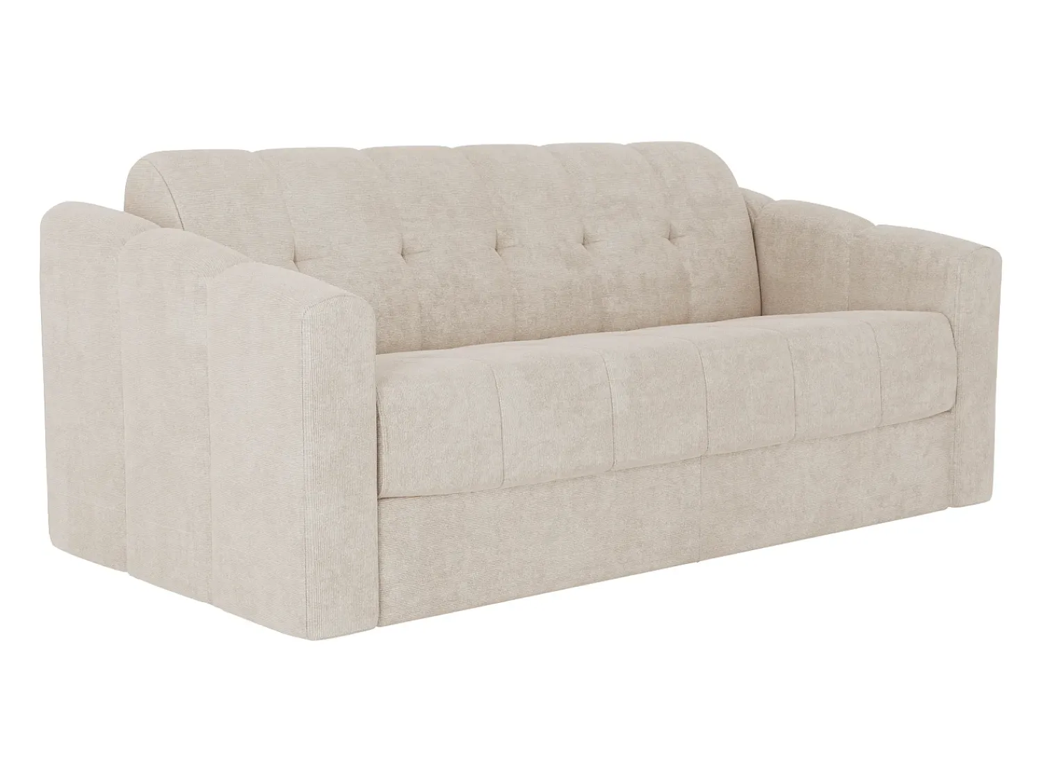New Vente-unique Sofá 3 lugares convertível abertura rápida tecido texturizado colchão 22 cm DARIELO Bege
