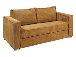 Vente-unique Sofá 3 lugares convertível abertura rápida veludo canelado 140cm e 22cm^ Sofá