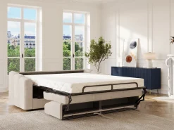 Sofá*Vente-unique Sofá 4 lugares convertível abertura rápida tecido texturizado colchão 22 cm DARIELO Bege