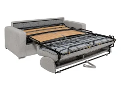 Best Vente-unique Sofá 4 lugares convertível abertura rápida tecido bouclé cinza-claro 160 cm e 22 cm CALITO Cinzento claro