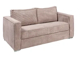 Sofá*Vente-unique Sofá 3 lugares convertível abertura rápida veludo canelado cor-de- 140cm e 14cm LORETO Rosa