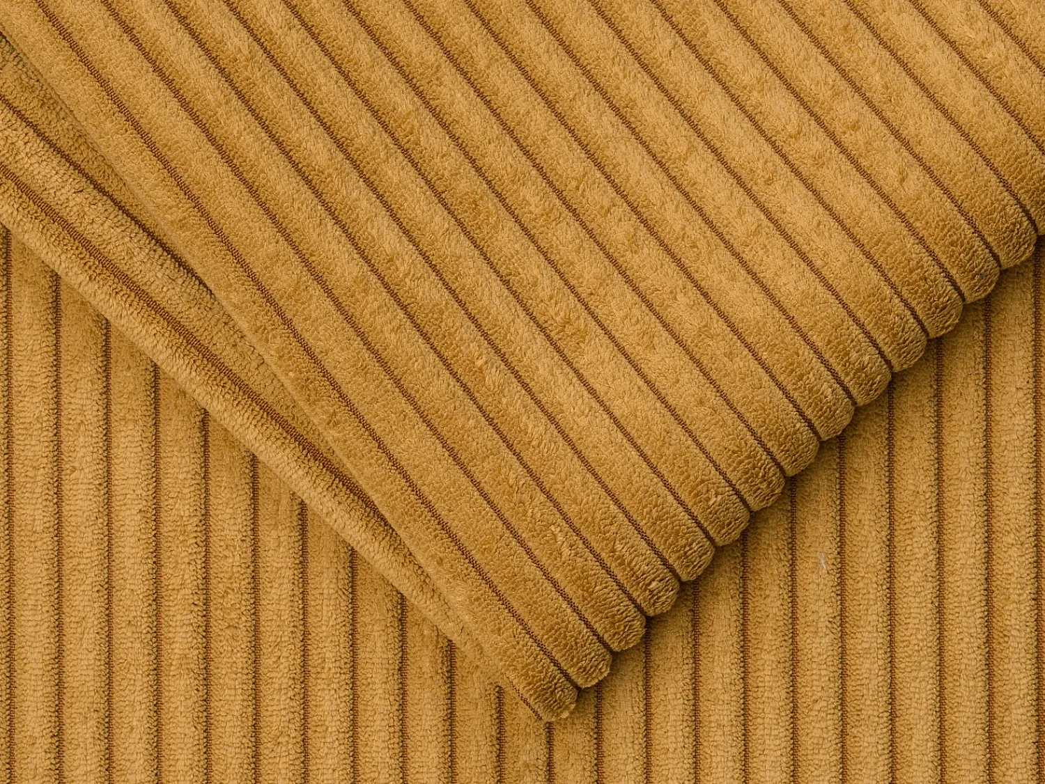 Sofá|Vente-unique Sofá 4 lugares convertível abertura rápida veludo canelado 160 cm e 18 cm Amarelo mostarda