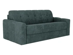 Sofá*Vente-unique Sofá 3 lugares convertível abertura rápida tecido azul ripas largas 140 cm Colchão 22 cm DARIELO Azul esverdeado