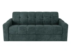 Sofá*Vente-unique Sofá 3 lugares convertível abertura rápida tecido azul ripas largas 140 cm Colchão 22 cm DARIELO Azul esverdeado