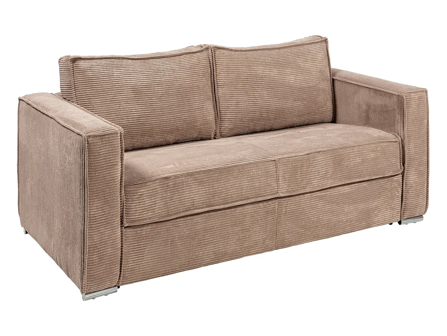 New Vente-unique Sofá 3 lugares convertível abertura rápida veludo canelado 140cm e 18cm LORETO Taupe