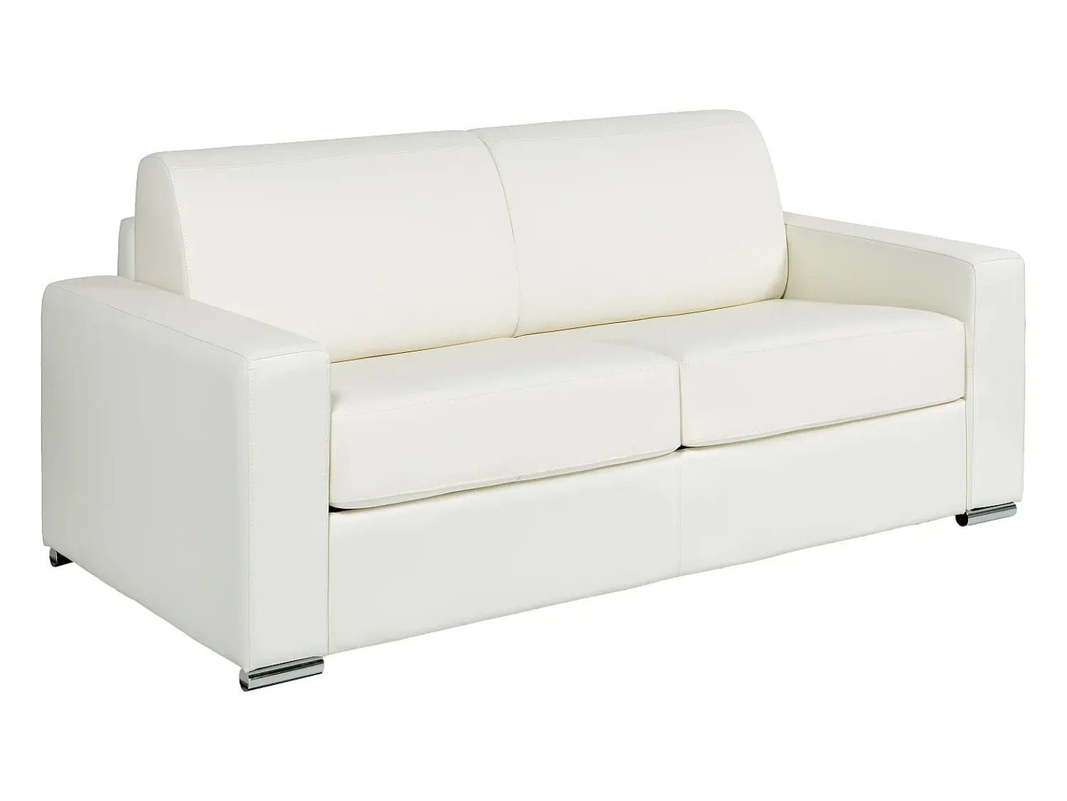 Sale Vente-unique Sofá 3 lugares convertível abertura rápida pele branca cama 140 cm e colchão 14 cm CALITO Branco